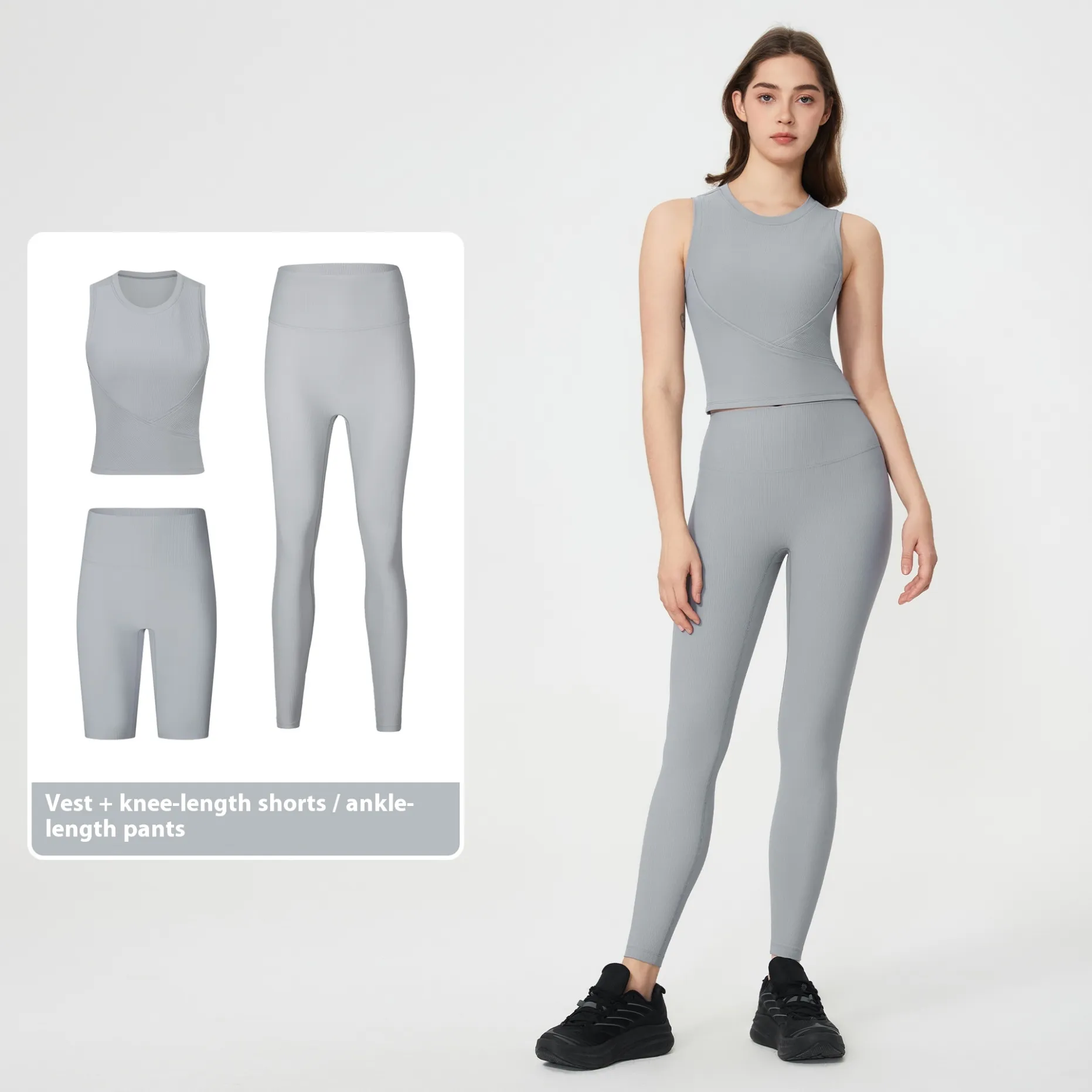 Exercise Yoga Clothes Suit High-waisted Trousers Vest